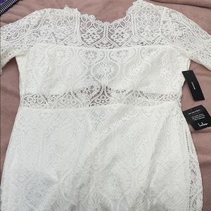 White lulus lace midi dress